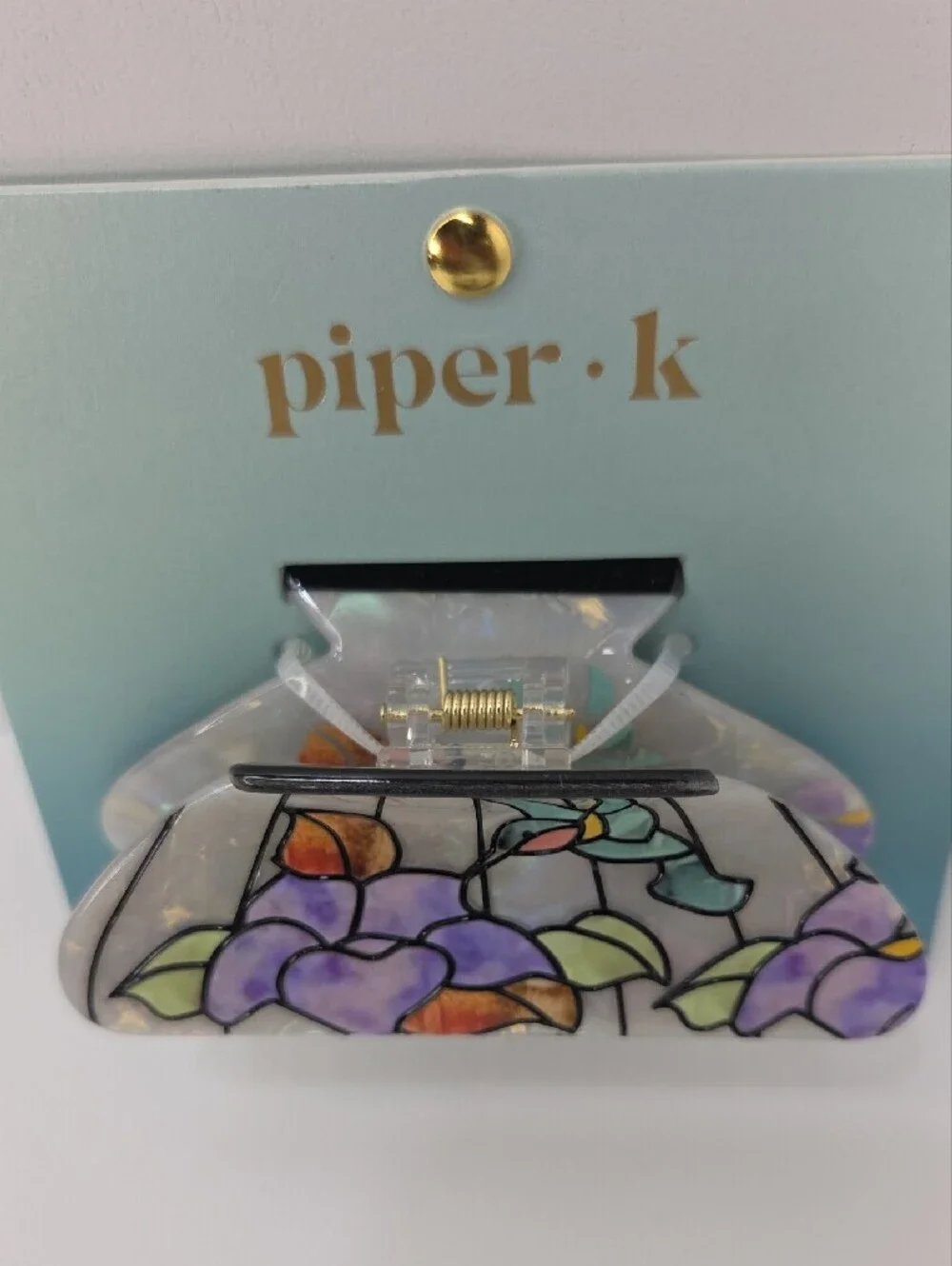 💜▪️Piper K ▪️Purple Floral Stained-Glass Resin Hair Claw